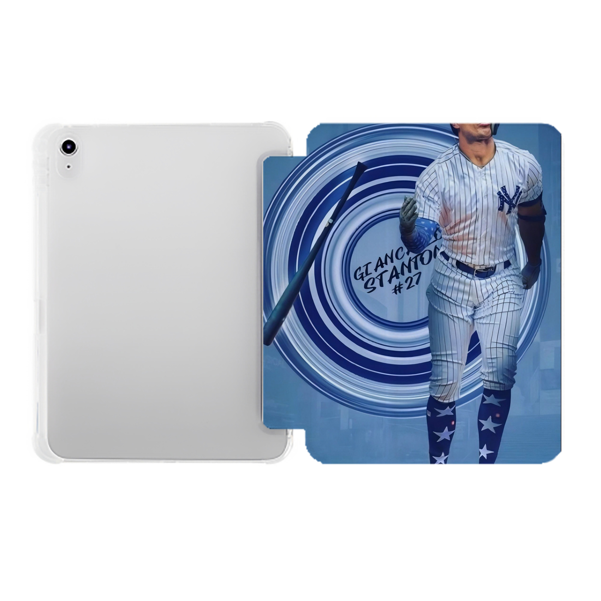Giancarlo Stanton 16 Premium Tri-Fold PU Leather & Silicone IPad Case With Pencil Slot – Fits 9.5,10.5,10.9 – Adjustable Stand, Slim, Protective